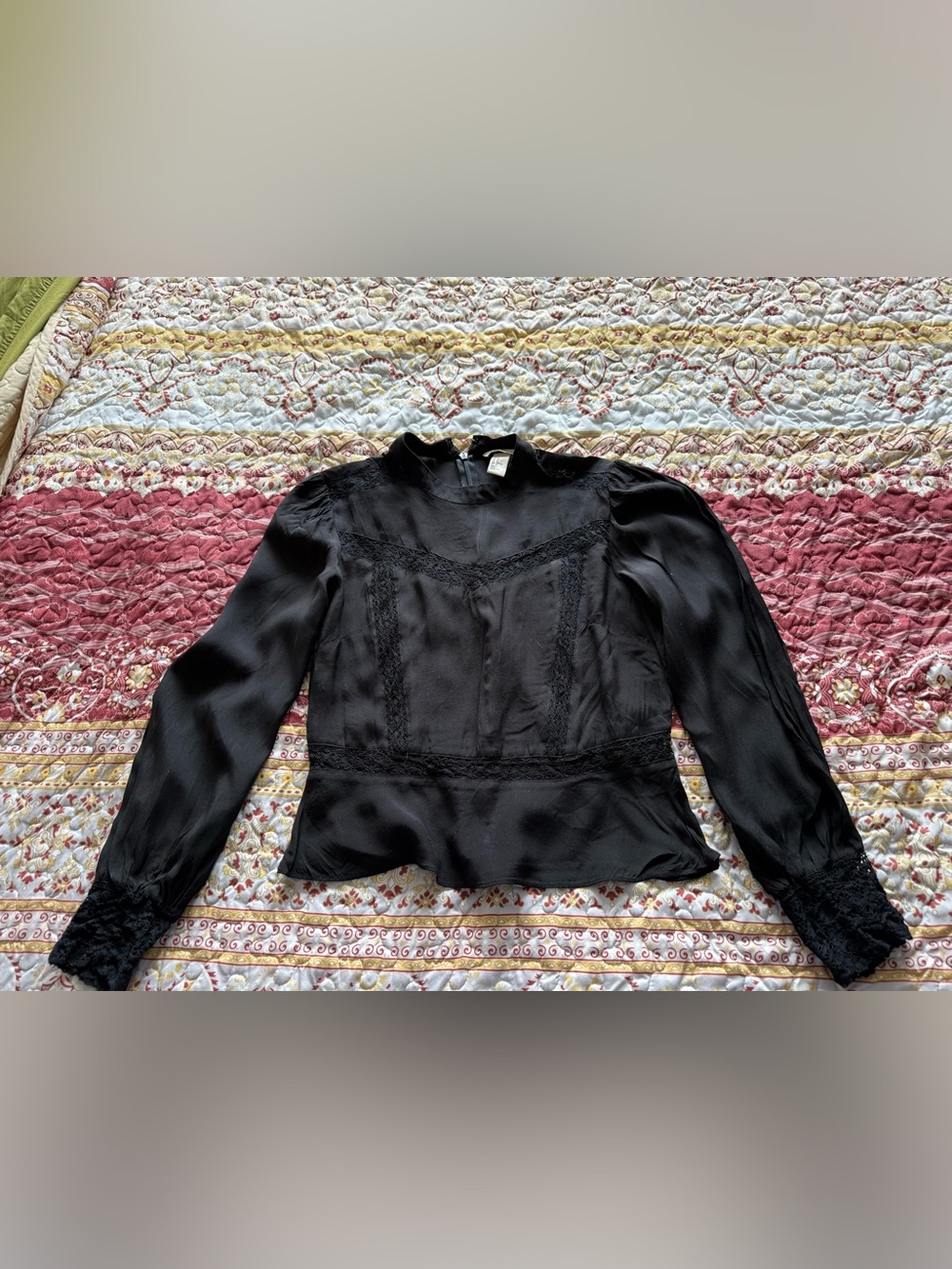 H&M Black Lace-Trim Blouse